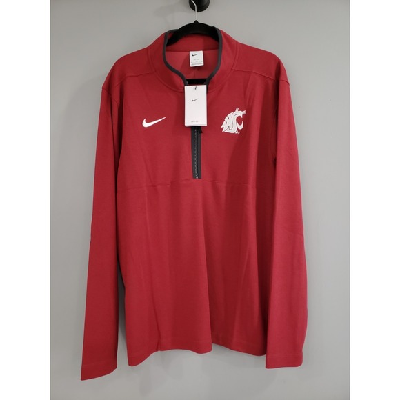 NEW MENS XL WASHINGTON STATE COUGARS NCAA Nike Quarter Zip Pullover Shirt
